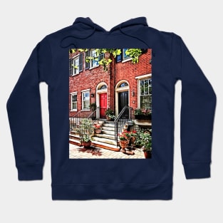 Philadelphia PA - Townhouse With Red Geraniums Hoodie